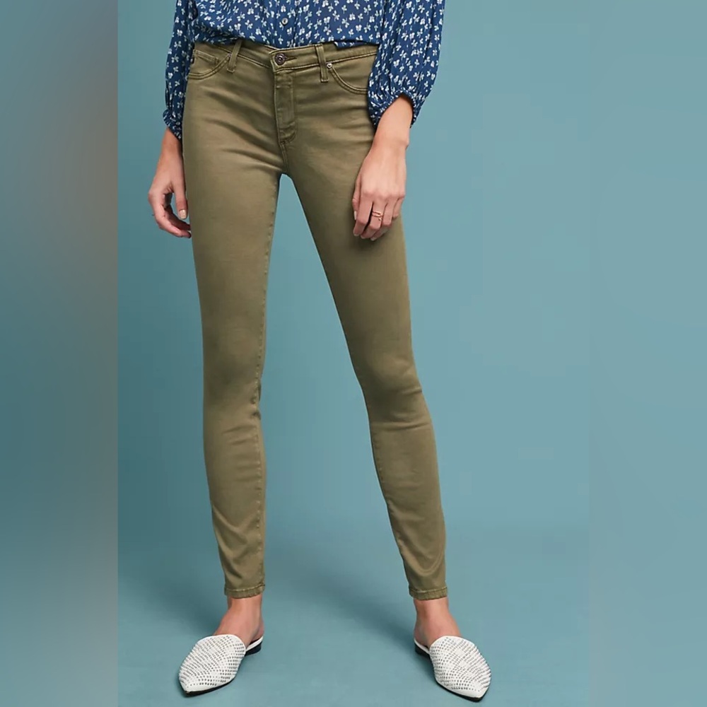 Adriano Goldscmied AG The Abbey Ankle Mid-Rise Super Skinny Jean in Green